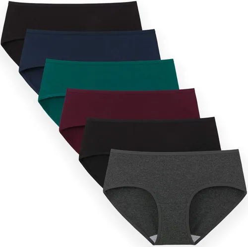 INNERSY - Calzones de algodón con estilo hipster para mujer, disponible en tallas normales y tallas grandes, paquete de 6 unidades