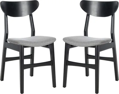 Miniatura 20 de SAFAVIEH Furniture Lucca - Juego de 2 sillas de comedor retro, color negro, madera, diseño tapizado de mediados de siglo, ideal para comedor, Cojín