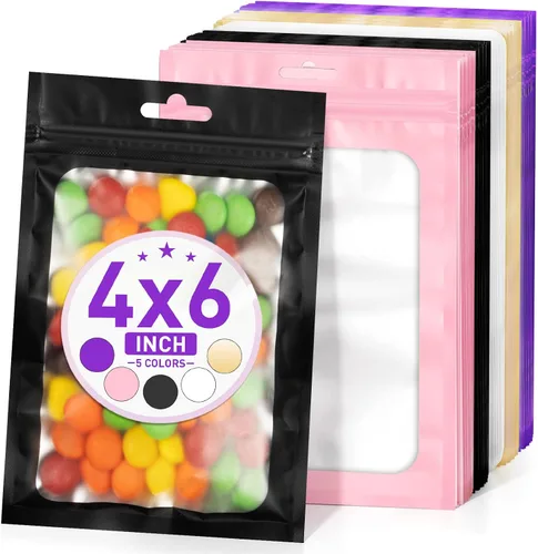 Miniatura 41 de ANZNKU 50 piezas 7 cm x 23 cm Bolsas holográficas para bolígrafos Bolsas de embalaje para bolígrafos Bolsa resellable a prueba de olores