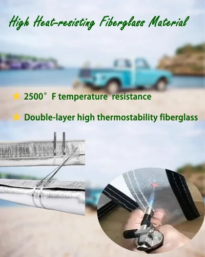 Miniatura 4 de Funda protectora térmica de alambre aluminizado de 1/2 pulgada de diámetro interior x 3.3 pies, cubierta térmica de gancho y bucle dividido