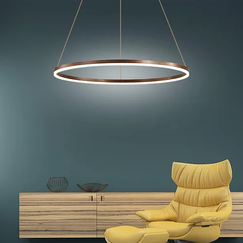 Miniatura 6 de LightInTheBox Moderno candelabro LED con anillo, 23.6 pulgadas, lámpara colgante de halo circular, minimalista, regulable, luz colgante de metal