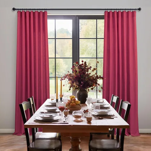 Miniatura 148 de Cortinas de lino gris claro, 2 paneles, presillas traseras, bolsillo para cortinero, semitraslúcidas, ahorran energía, estilo rústico, arpillera