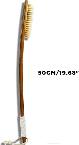 Miniatura 4 de ICANdOIT - Cepillo de baño de 49.99 cm con cerdas naturales de jabalí antideslizantes, mango extra largo curvo, cepillo de ducha para exfoliar