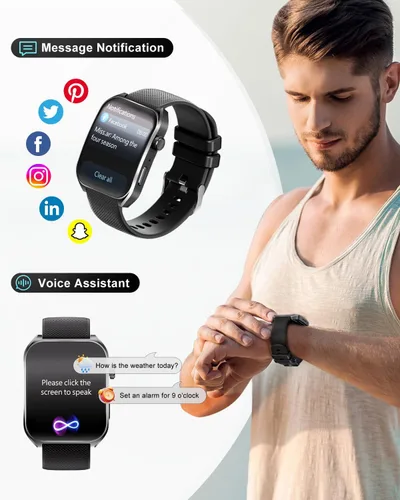 Miniatura 4 de BENIO Relojes inteligentes para hombre (respuesta/hacer llamadas), pantalla curva AMOLED de 2.04 pulgadas, reloj inteligente para hombre con monitor