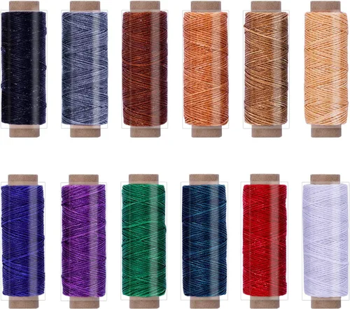 Miniatura 8 de BUTUZE Hilo encerado de cuero de 550 yardas, 150D 55 yardas por carrete, hilo de costura para manualidades, encuadernación, reparación de zapatos