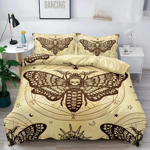 Miniatura 11 de Juego de funda de edredón con diseño de calavera de la muerte de Holiyjog, tamaño queen, juego de ropa de cama gótica, funda de edredón con diseño