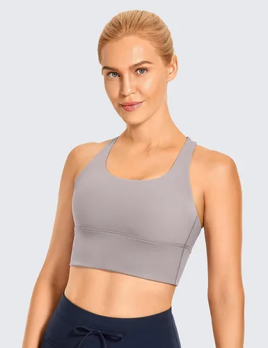 Miniatura 2 de CRZ YOGA Sujetadores deportivos de tirantes largos para mujer, sin varillas, acolchados, cruzados, para yoga, recortados, camisetas sin mangas