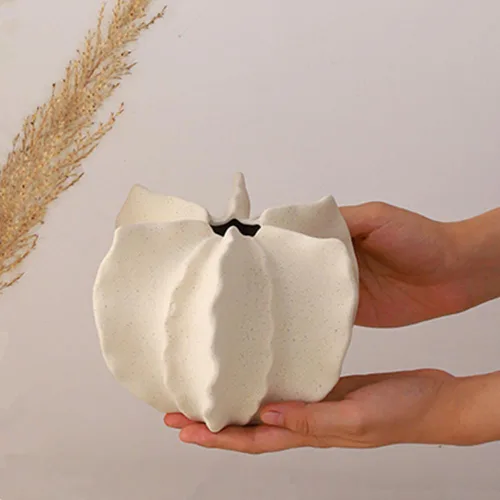 Miniatura 6 de Jarrón de cerámica blanca moderna para decoración del hogar, jarrón único redondo mate en forma de dona para hierba de las pampas, jarrones