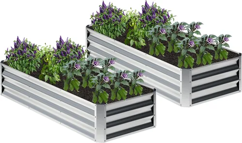 Miniatura 21 de 2 camas de jardín elevadas galvanizadas de 4 x 2 x 1 pies, macetas elevadas, caja de jardín de metal, planta grande para plantar al aire libre, cama