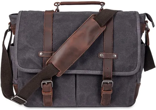 Miniatura 9 de Bolsa de mensajero para hombre, maletines para laptop de 15.6 pulgadas, bolsa cruzada para computadora, trabajo, oficina