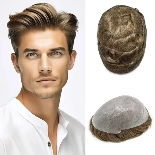 Miniatura 81 de FNY HAIR - Tupé para hombres, sistema de cabello humano, piel ultrafina, PU con bucle en V, prótesis de cabello natural para hombres, #1B05 1B# OFF