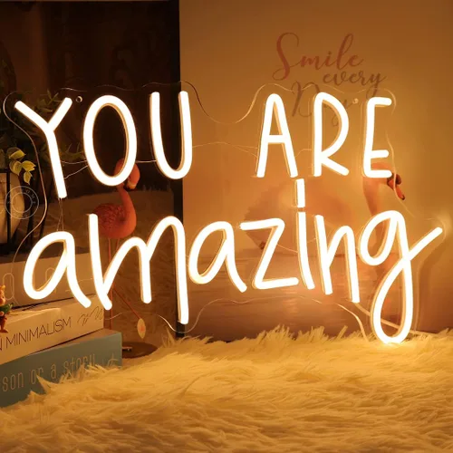 SYLHOME Letrero de luz LED de neón "You Are Amazing" 5V para niñas, niños, dormitorio, sala de estar, aula, decoración de pared colgante
