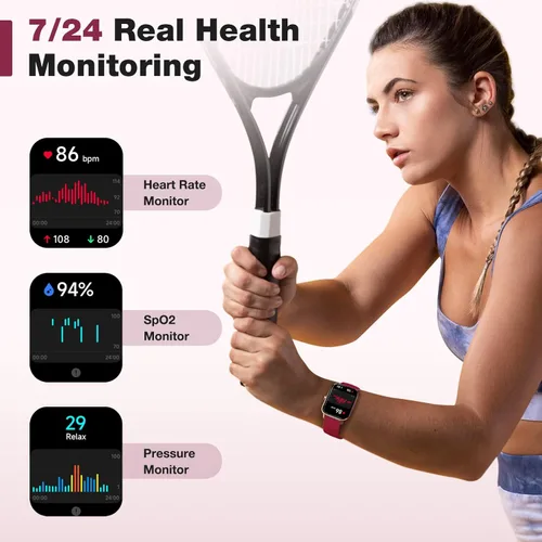 Miniatura 5 de Fitpolo Reloj inteligente para mujer, pantalla táctil de 1.8 pulgadas, llamada Bluetooth, Alexa integrado, monitor SpO2 de frecuencia cardíaca 24/7