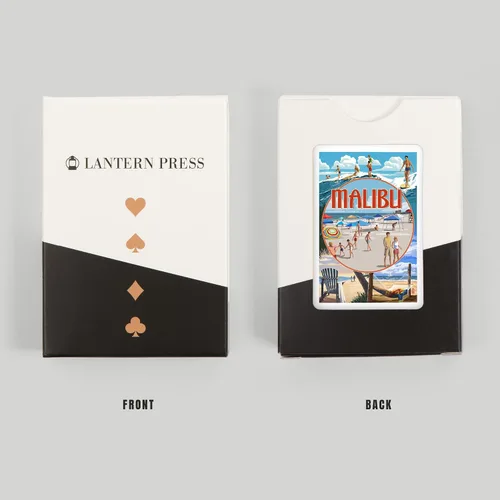 Miniatura 8 de Lantern Press Malibu, California, montaje en la playa (52 cartas de juego, baraja de cartas de tamaño póquer con Jokers)