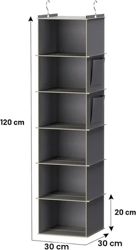 Miniatura 3 de YOUDENOVA - Organizadores y almacenamiento colgante para el clóset, 6 estantes de almacenamiento colgantes para clóset, gris