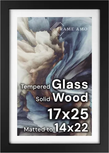 Miniatura 101 de Frame Amo Marco de póster de madera maciza de 13 x 19 pulgadas, color natural, tapete blanco para imagen de 11 x 17 pulgadas, parte frontal
