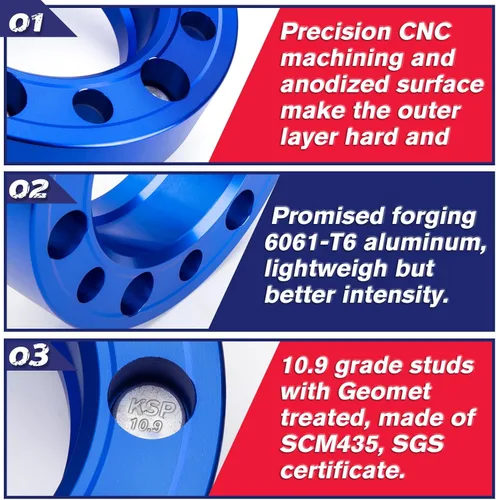 Miniatura 5 de KSP PERFORMANCE 25mm (1") Espaciadores de rueda Tacoma 6x5.5, separadores hubcentric 6x139.7 a 6x139.7 compatibles con Toyota 4Runner FJ Cruiser Azul