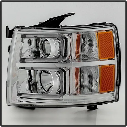 Miniatura 2 de ACANII - Para Chevy Silverado 2007-2013 1500 2500 3500 Cromo LED Tubo Proyector Faros Faros Par Par Izquierdo+Derecho