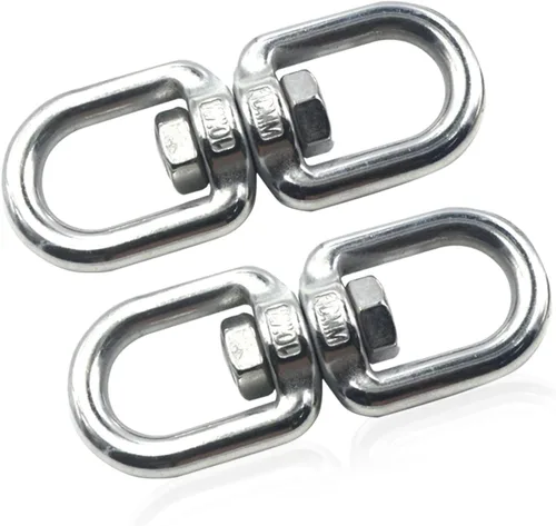 Lependor Gancho giratorio de acero inoxidable 304 de doble extremo, grillete giratorio ojo a ojo, accesorios de conector de anillo de doble extremo
