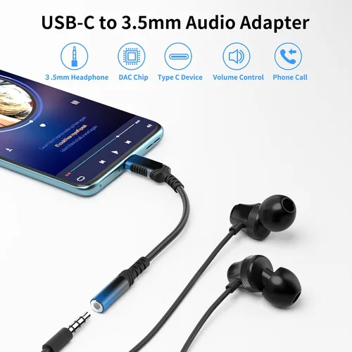 Miniatura 2 de Adaptador de audio USB C a 0.138 in para Motorola Edge+ para iPhone 17 17e Air 16 16e 15 Pro, tipo C macho a hembra Aux Jack Dongle Cable