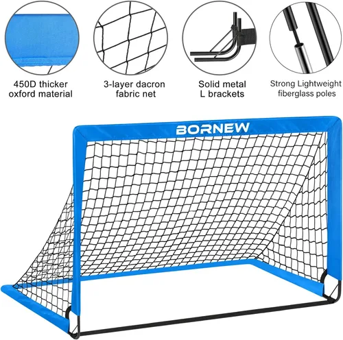 Miniatura 3 de Kids Soccer Goal for Backyard Set - 2 Set of 6X4 / 4X3 ft Toddler Soccer Nets Training Equipment, Soccer Ball, Pop Up Portable Soccer Set for Kids