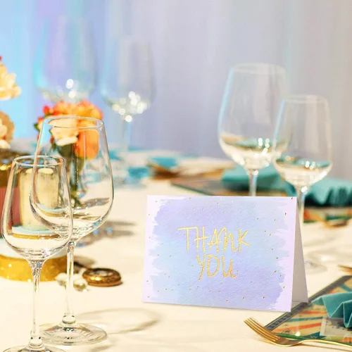 Miniatura 2 de Paquete de 48 tarjetas de agradecimiento, tarjetas de felicitación de acuarela con lámina dorada, notas para bodas, despedidas de soltera, fiestas