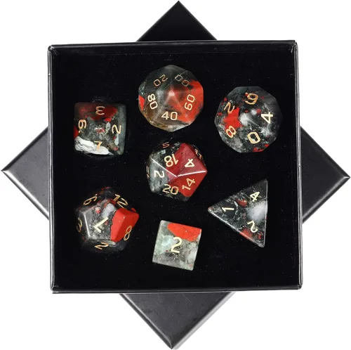 Miniatura 9 de SUNYIK Juego de 7 dados poliédricos DND de piedra de cristal pulido para juegos de mesa RPG MTG, dados de juego DND, mazmorras y dragones