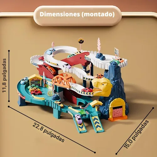 Miniatura 2 de Pista de Rampa para Autos de Juguete Dinosaurio Escalando Colinas Vagón de Tren Vehículos Coloridos Juego de Construcción con 12 Mini Autos