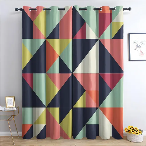 Miniatura 10 de Cortinas hexagonales blancas y negras, cortinas opacas geométricas para dormitorio, cortinas de ventana modernas, cortinas abstractas llamativas