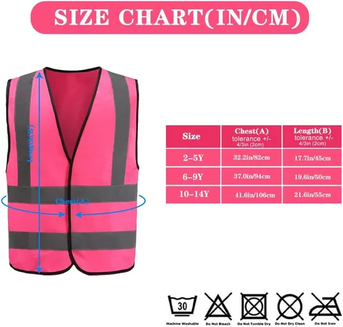 Miniatura 5 de AYKRM Chaleco de alta visibilidad para niños chaleco de seguridad reflectante de alta visibilidad Rosado