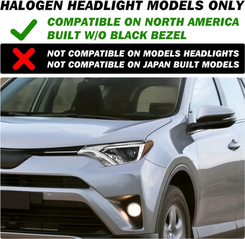 Miniatura 4 de JSBOYAT Conjunto de faros halógenos de repuesto para faros delanteros Toyota RAV4 2016 2017 2018. No compatible con modelo LED. Estilo OE. Lado