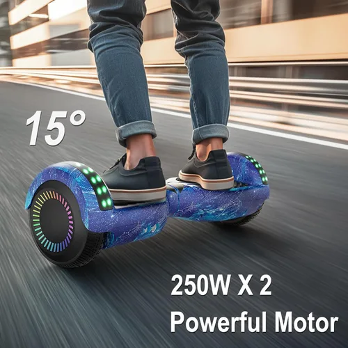Miniatura 6 de Kids Scooter with Bluetooth Speaker & Corlorful LED Lights, Dual 250W Motor 7.5 Mph Speed, Gifts for All Ages Azul Galaxia