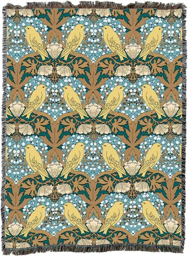 Miniatura 24 de Pure Country Weavers C.F.A. Voysey - Manta azul con diseño de pájaros y bayas, para manualidades y manualidades, manta tejida de algodón, fabricada
