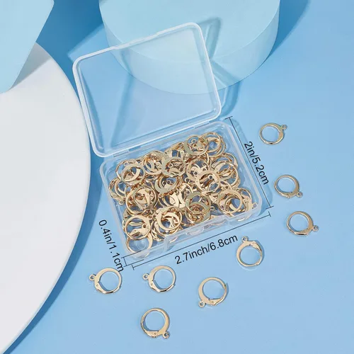 Miniatura 6 de SUNNYCLUE - 1 Caja de 80 Piezas de Ganchos para Pendientes de Tipo Palanca, Reales, Chapados en Oro de 18K, Acero Inoxidable, Aro Huggie, Redondo