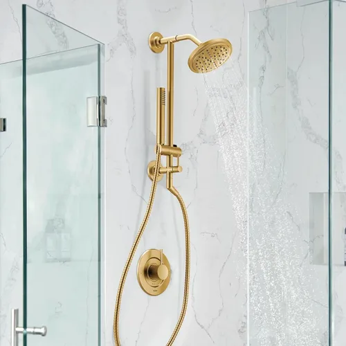 Miniatura 2 de Brida de brazo de ducha Moen, 137488BG Brida de ducha, escudo de pared, acabado dorado cepillado, pieza de repuesto