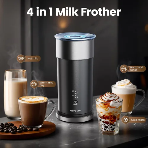 Miniatura 3 de Espumador de leche eléctrico y vaporizador, 8.12 oz/8.1 fl oz, vaporizador de leche 4 en 1 para capuchino con leche, puede espumar leche caliente