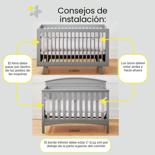 Miniatura 6 de BreathableBaby Forro de malla transpirable para cunas de tamaño completo, malla clásica de 3 mm, blanco (Tamaño 4FS cubre 3 o 4 lados)
