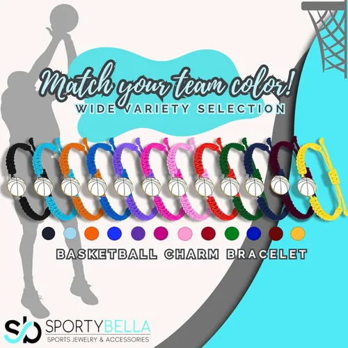 Miniatura 2 de Sportybella Pulsera unisex con dije de baloncesto – Pulsera de amistad ajustable con dije de baloncesto