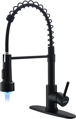 Miniatura 18 de WEWE Grifo de fregadero de cocina, grifos de cocina con rociador desplegable de acero inoxidable de una sola manija un solo agujero níquel cepillado