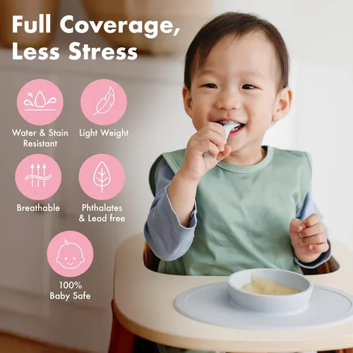 Miniatura 6 de BapronBaby Flutter Boho Floral Bapron – Babero más seguro sin lazo para el cuello para bebés y niños pequeños – Suave impermeable resistente a