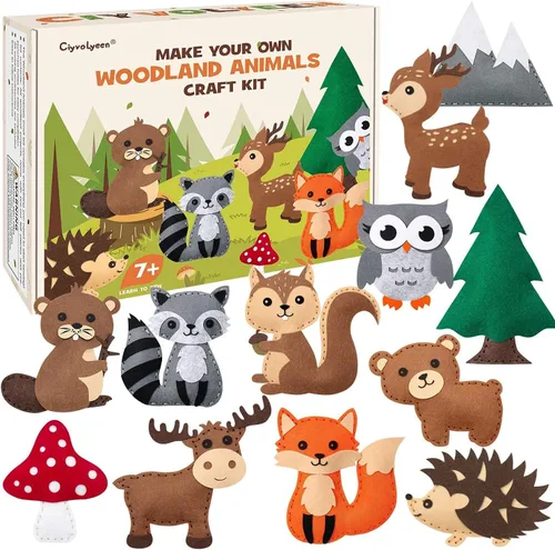 Miniatura 15 de CiyvoLyeen Kit de costura para niños – DIY perezoso y animales de la selva de fieltro para niñas y niños de 8 a 12 años aprende a coser 8 proyectos