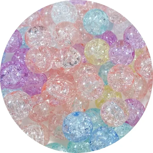 Miniatura 25 de 100 cuentas de cristal agrietado redondas de 0.315 pulgadas (0.315 in), cuentas espaciadoras para hacer joyas, collares, pulseras, aretes, Mezcla