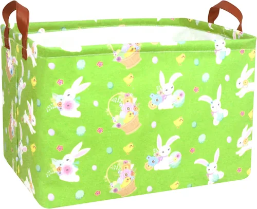 Miniatura 10 de Cestas de Pascua de dinosaurio grandes para niños, cesta de Pascua personalizada para bebé, color azul, decoración de primavera para niños