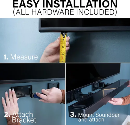 Miniatura 9 de SANUS Paquete de sistema de sonido premium: soporte de pared universal extensible para barra de sonido + soportes de altavoz de altura ajustable