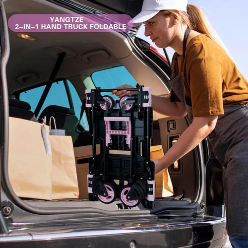 Miniatura 6 de Carretilla de mano plegable 2 en 1, carrito plegable de 330 libras con ruedas, carretilla de mano plegable con mango telescópico, carrito portátil