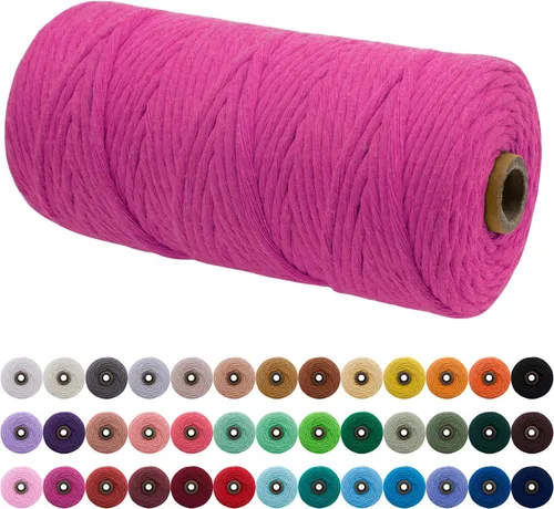 Miniatura 93 de JeogYong Cordón de macramé de un solo hilo 2mm x 164 yardas (492 pies) Cuerda de algodón suave, hilo de macramé 2 mm, suministros de macramé