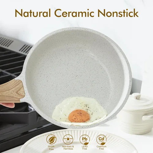 Miniatura 2 de SENSARTE - Sartén antiadherente de cerámica de 8 pulgadas, sartén para tortilla, sartén de chef saludable y no tóxica, sartén para huevos compatible