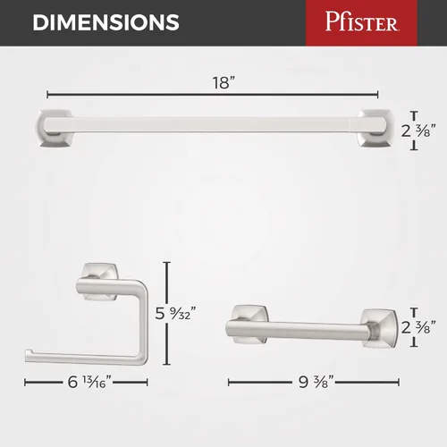 Miniatura 6 de Pfister Vaneri BTBVRI3GS - Juego de accesorios de baño de 3 piezas con toallero, anillo para toalla y soporte para papel higiénico, montaje
