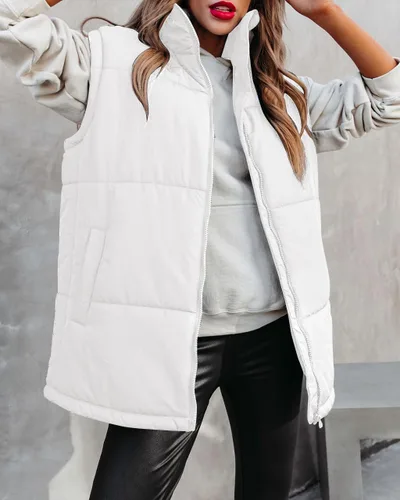 Miniatura 2 de Danedvi Chaleco acolchado sin mangas para mujer, con cremallera, cuello alto, con bolsillos, para exteriores