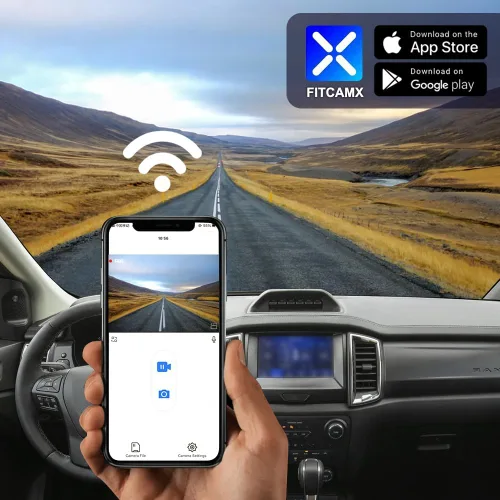 Miniatura 5 de Fitcamx Cámara de tablero delantera 4K+trasera 1080P se adapta para Ford Ranger 2019-2023 XL XLT Lariat (sensor de lluvia), aspecto OEM, WiFi